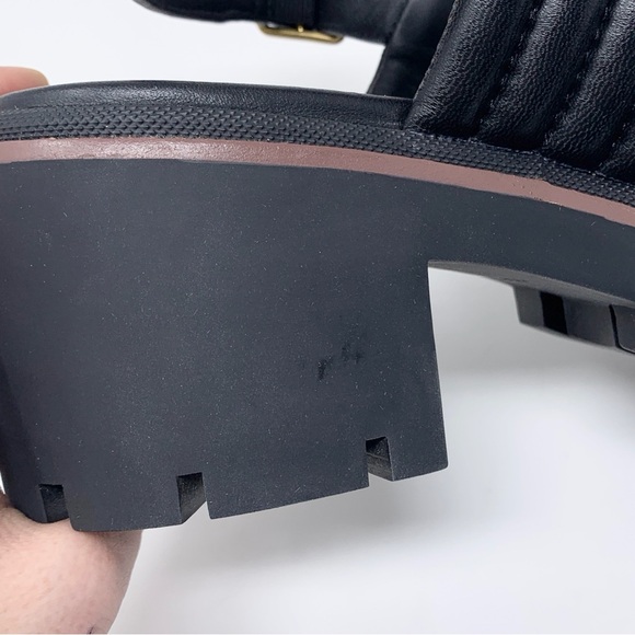 NEW Tory Burch Lug Sole Heeled Sandals (Sz 9) Quilted Leather Slingback Black - Picture 12 of 13